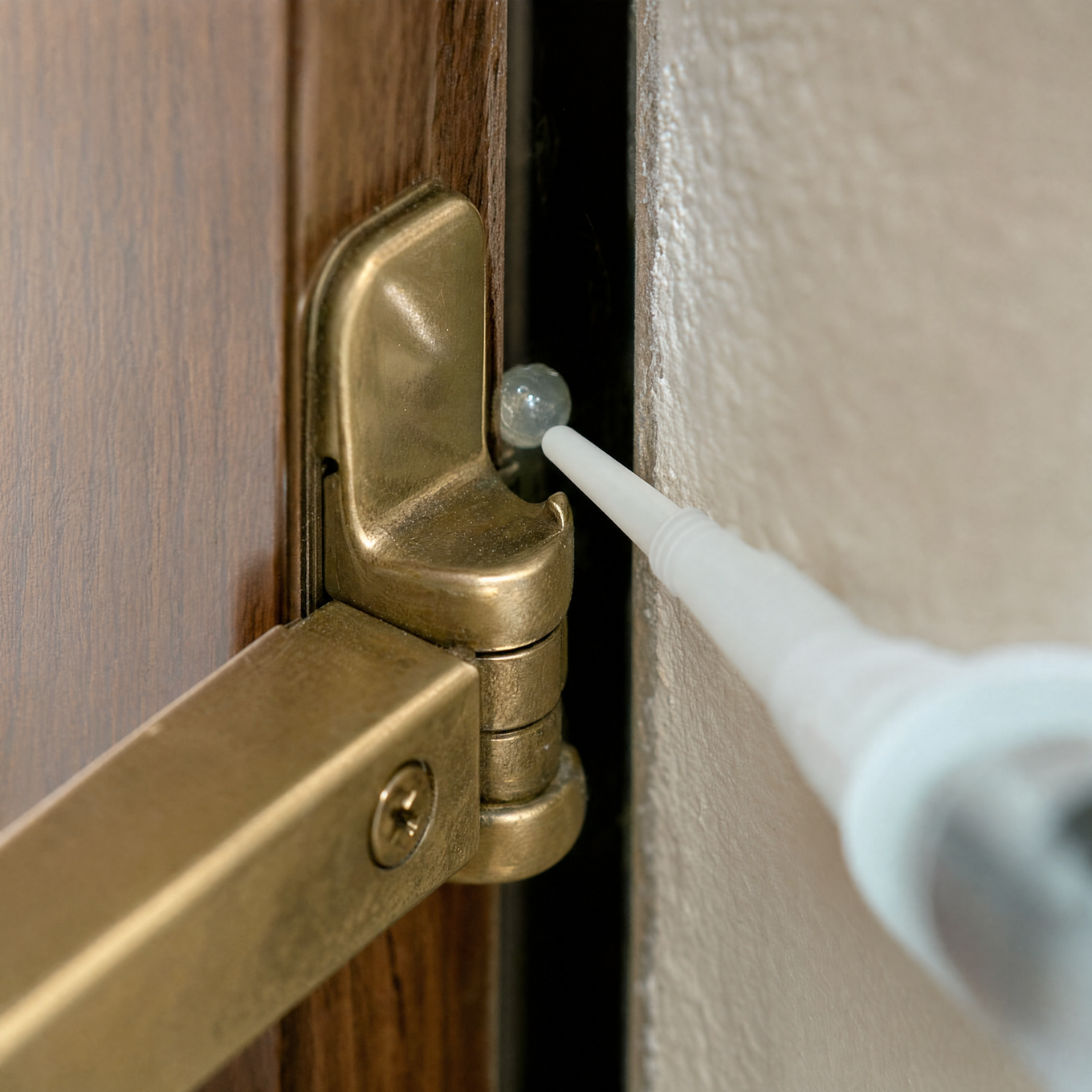 Gel application behind cabinet hinge